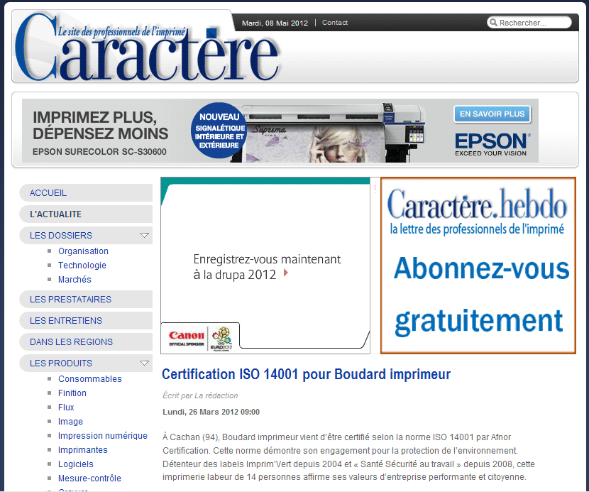 Caractere Mars 2012